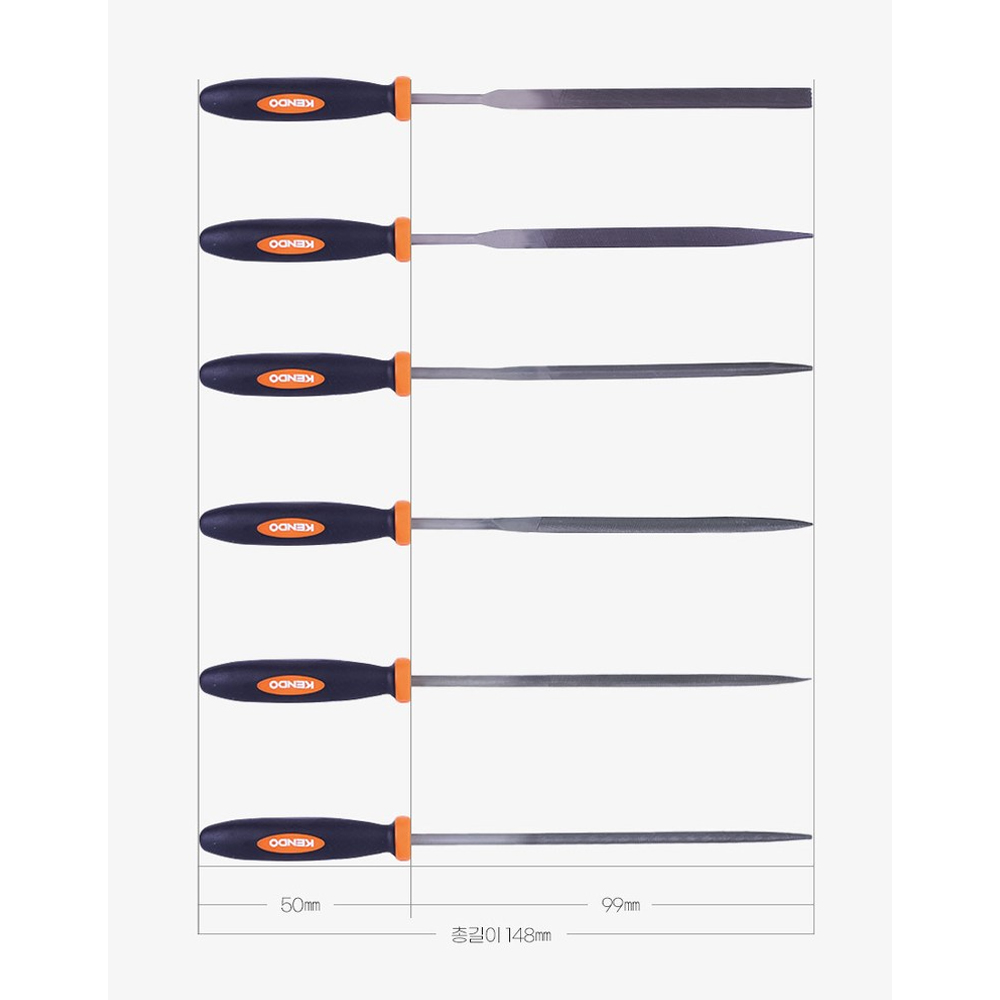 켄도 야스리 평 사각 삼각 평줄 원형 반달 6PCS 철공용 다이아몬드줄세트 30181