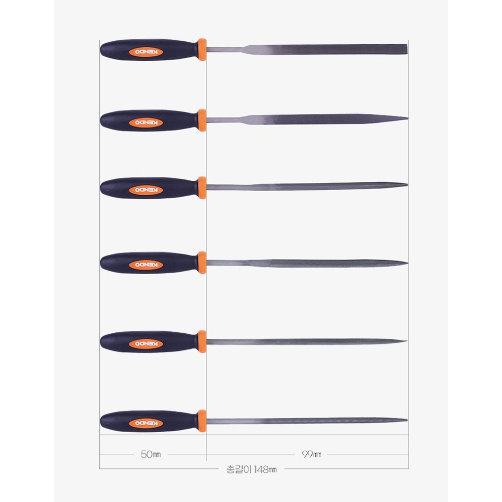 켄도 야스리 평 사각 삼각 평줄 원형 반달 6PCS 철공용 다이아몬드줄세트 30181