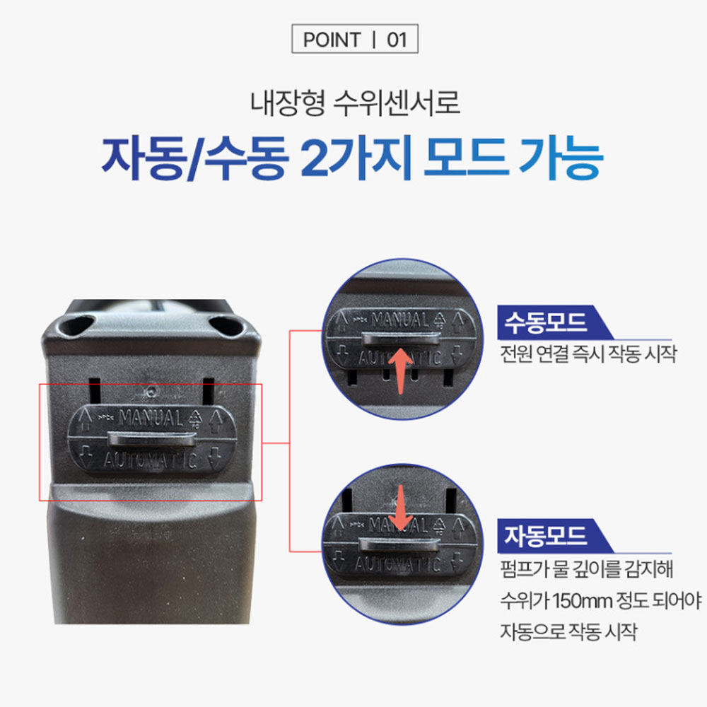 GM펌프 싱크대 오수처리 청소 역류방지 내장형 수위센서 2in1 일반배수펌프 Q25011
