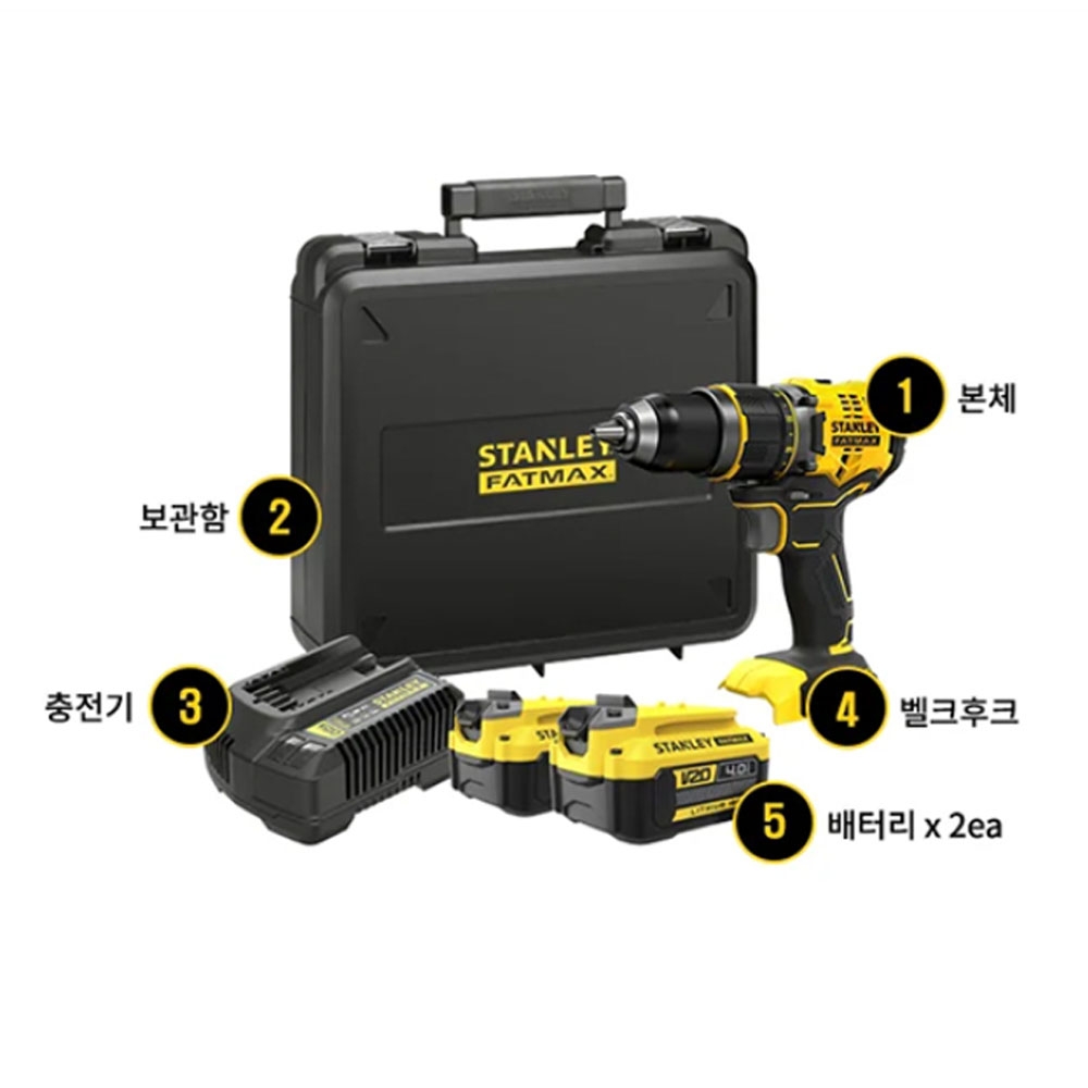 스탠리 팻멕스 BL 충전 드릴드라이버 20V 4.0Ah세트 SBD720M2K