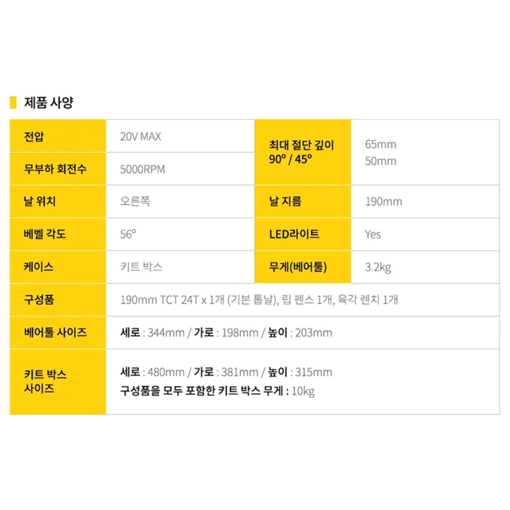 스탠리 BL모터 톱날포함 175mm 20V 4.0Ah세트 충전원형톱 SBC550M2K