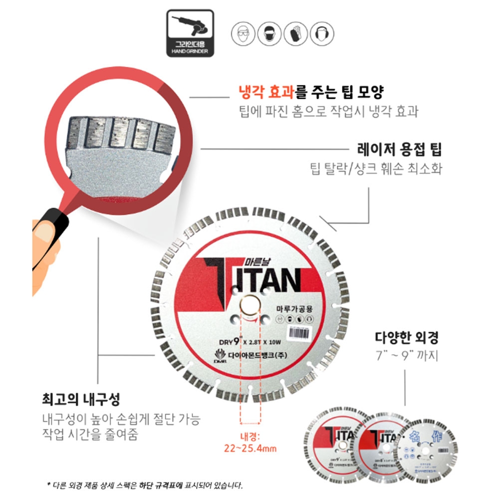 DMB 타이탄 다이아몬드 컷팅날 마루시공 몰딩 본드제거 175mm 2.4T 마루가공용