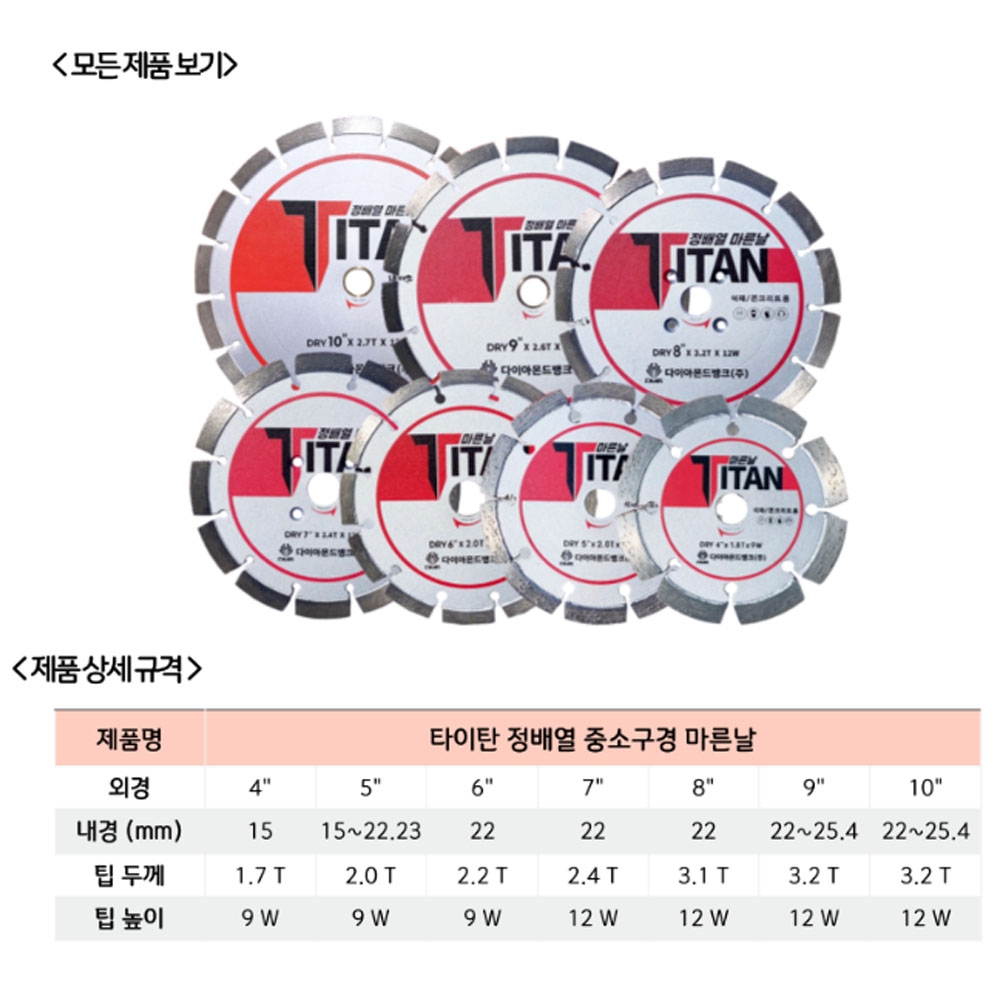 DMB 석재 콘크리트 대리석 옥석 맥반석 절단 가공 100mm 1.8T 9W 타이탄 마른날