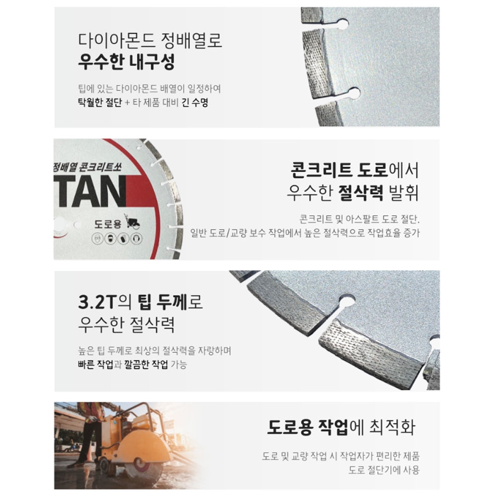 DMB 콘크리트 아스팔트 도로절단 다이아몬드 컷팅 도로용 400mm 3.2T 14W