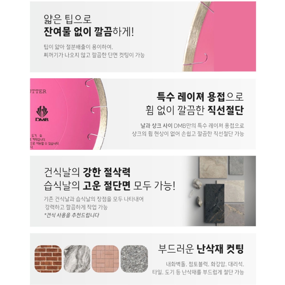 DMB 내화벽돌 점토블럭 타일 부드러운 난삭재 컷팅용 파워림커터 250mm 2.4T 10W