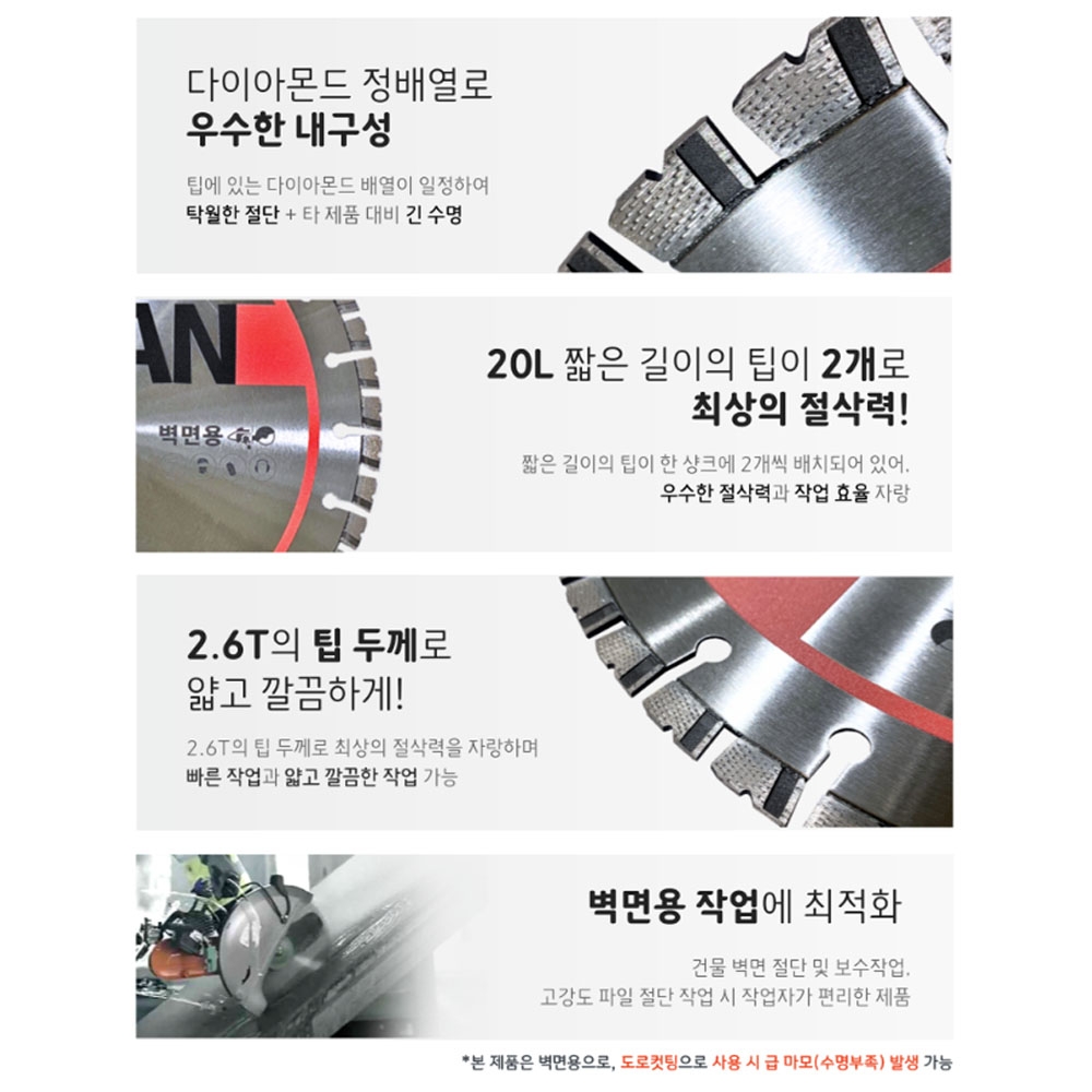 DMB 타이탄 철근콘크리트 옹벽 정배열 벽면용 컷팅날 400mm 2.6T 12W 20L