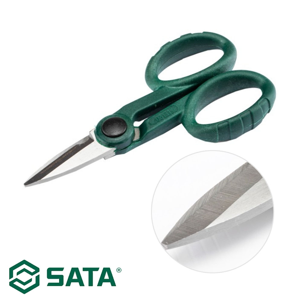 사타 고탄소 스테인레스 스틸 나일론 핸들 톱니날 138mm 전기공가위 03131