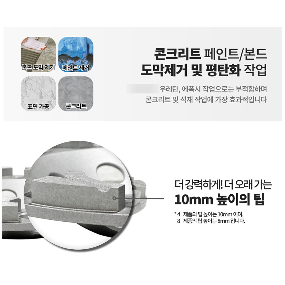 DMB 다이아몬드컵 콘크리트 견출 평탄화 페인트 본드 도막제거 R컵 100mm 10T