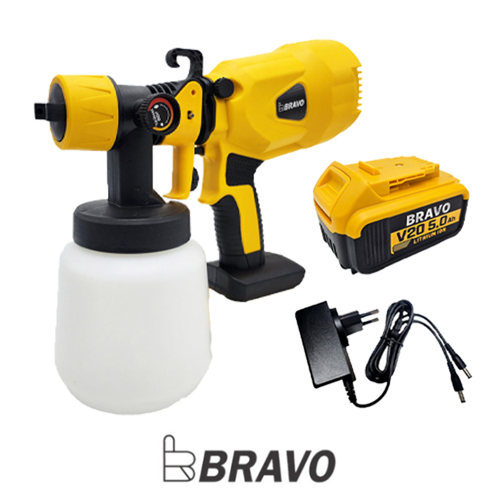 브라보 도색 도장 페인트건 디월트호환배터리 18V 5.0Ah 충전스프레이건 BR-5002