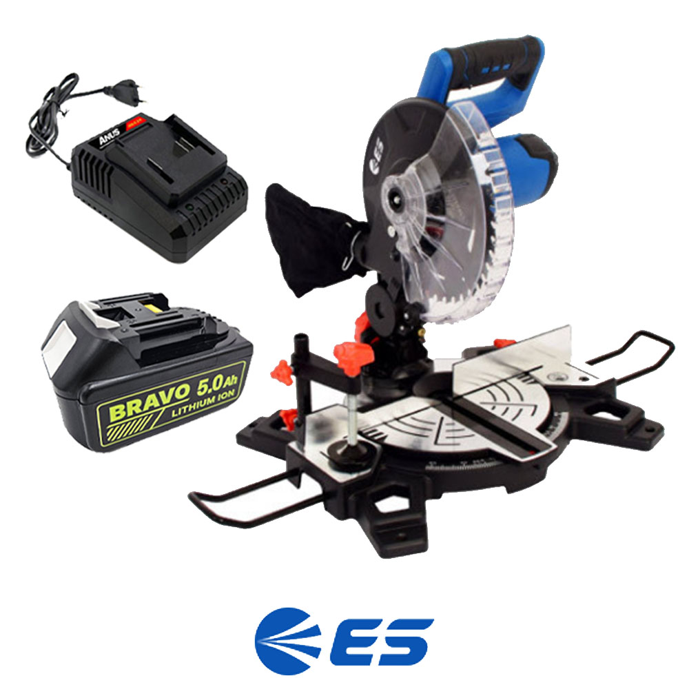ES산업 건설 목재 정밀절단 집진 20V 5.0Ah세트 충전 각도절단기 LS218M