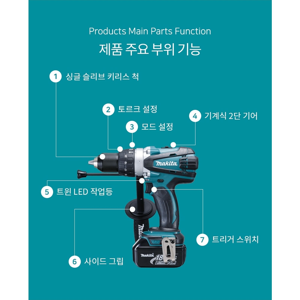 마끼다 해머드릴 호환배터리세트 18V 5.0Ah 충전함마드라이버드릴 DHP458