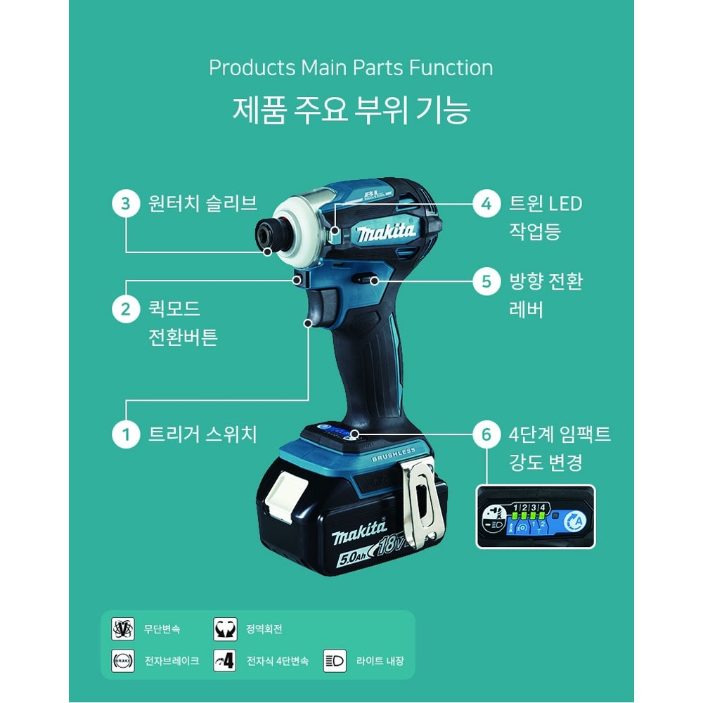 마끼다 호환배터리세트 4단속도조절 18V 5.0Ah 충전임팩드라이버 DTD172