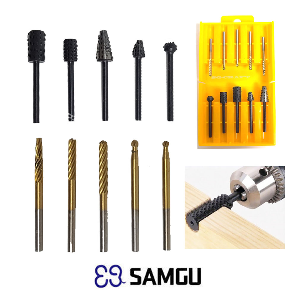 삼구 샹크 3mm 그라인딩 목공 조각드릴용 로타리바세트 10pcs