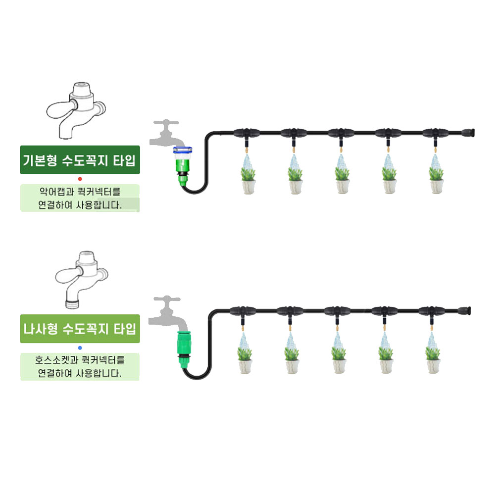 스프링쿨러 농업 축산 양수기 원예호스 신주 미스트 노즐 점적호스세트