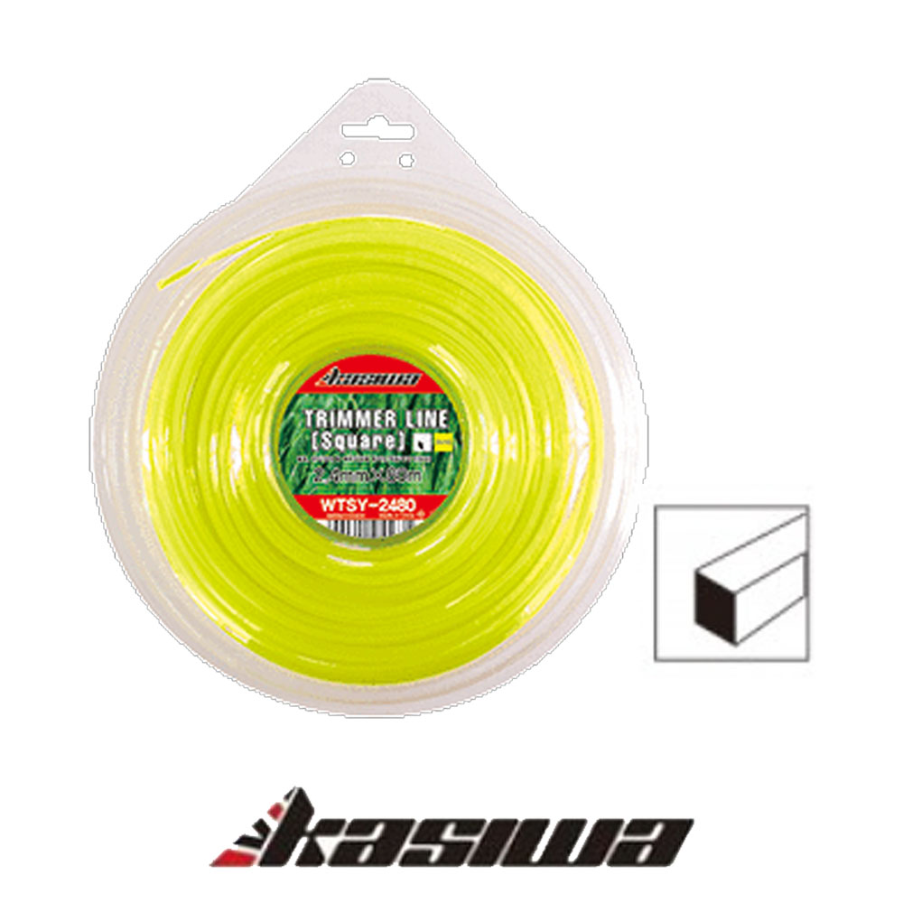 가시와 벌초 잔디깎이 교체용 예초기줄 2.4mm 40M 형광 사각예초기끈 WTSY-2440