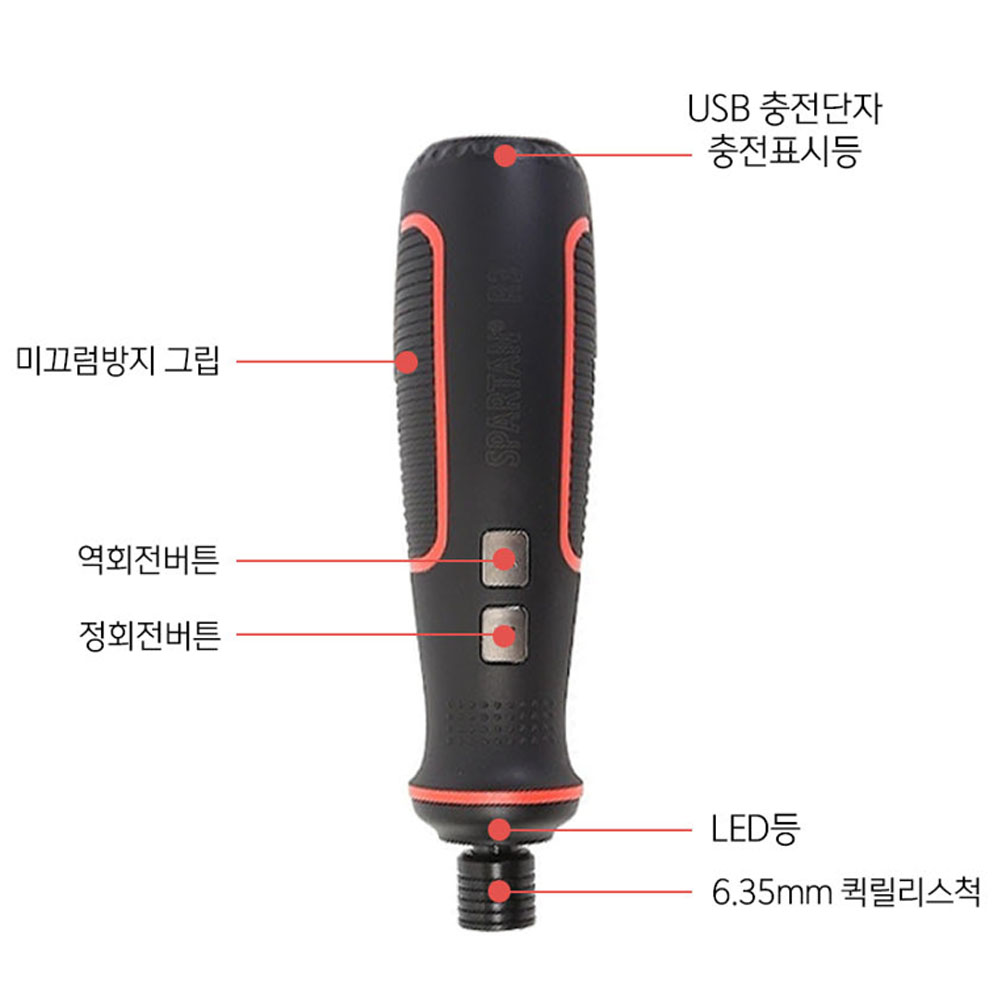 스파르탄 3.6V 2.0Ah 9종비트포함 5핀 USB 충전드라이버 R3