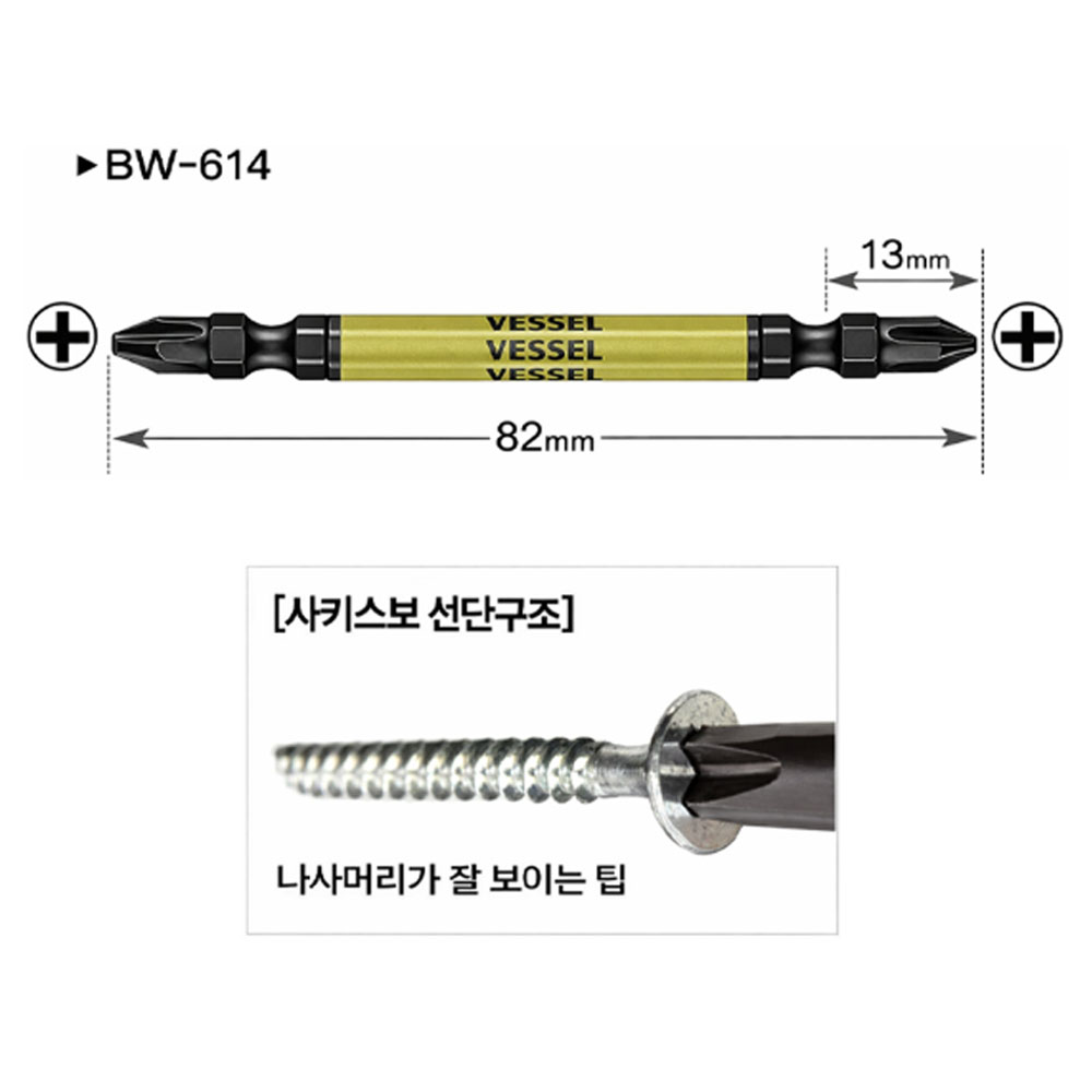 베셀 65mm 사키스보 선단구조 5pcs 십자 양날 블랙 사키스보 슬림비트 BW-612
