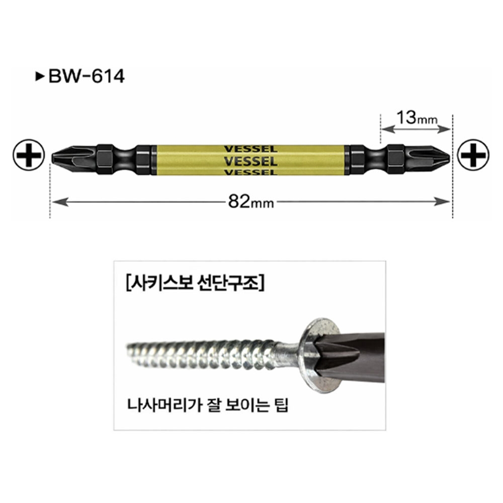 베셀 65mm 사키스보 선단구조 5pcs 십자 양날 블랙 사키스보 슬림비트 BW-612