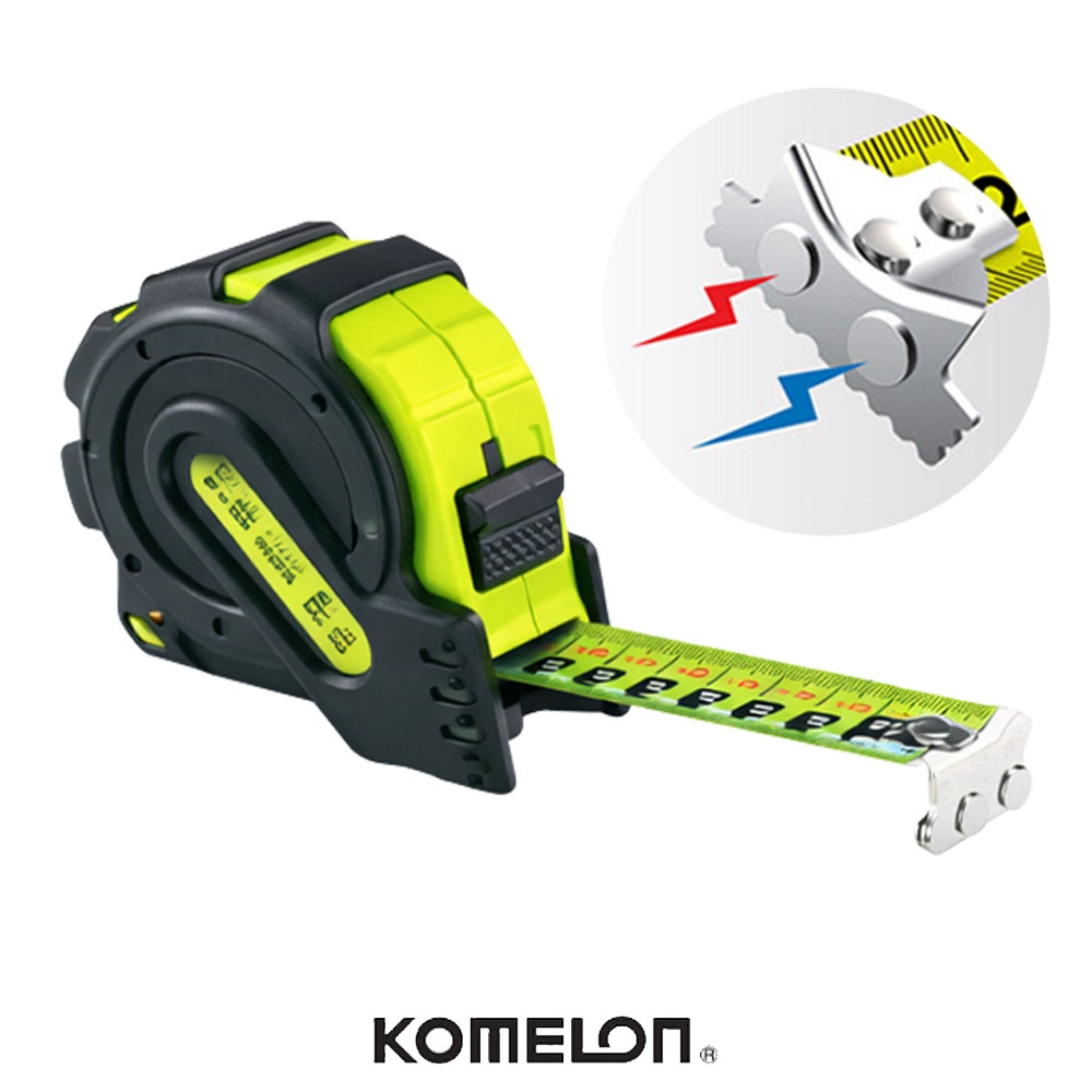 코메론 5.0M 25mm 마그네틱 자석훅 양면 형광자켓줄자 KMC-25RJN