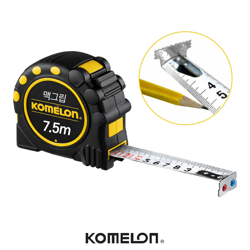 코메론 5.5M 19mm 양면눈금 자석훅 고무그립 맥그립줄자 KMC-32D