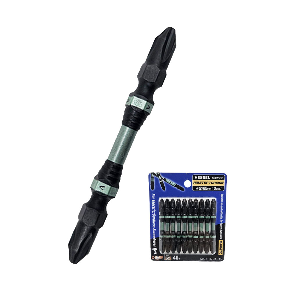베셀 PH2 65mm 양날 십자 블랙리브스텝 토션비트 BW-412 개당판매