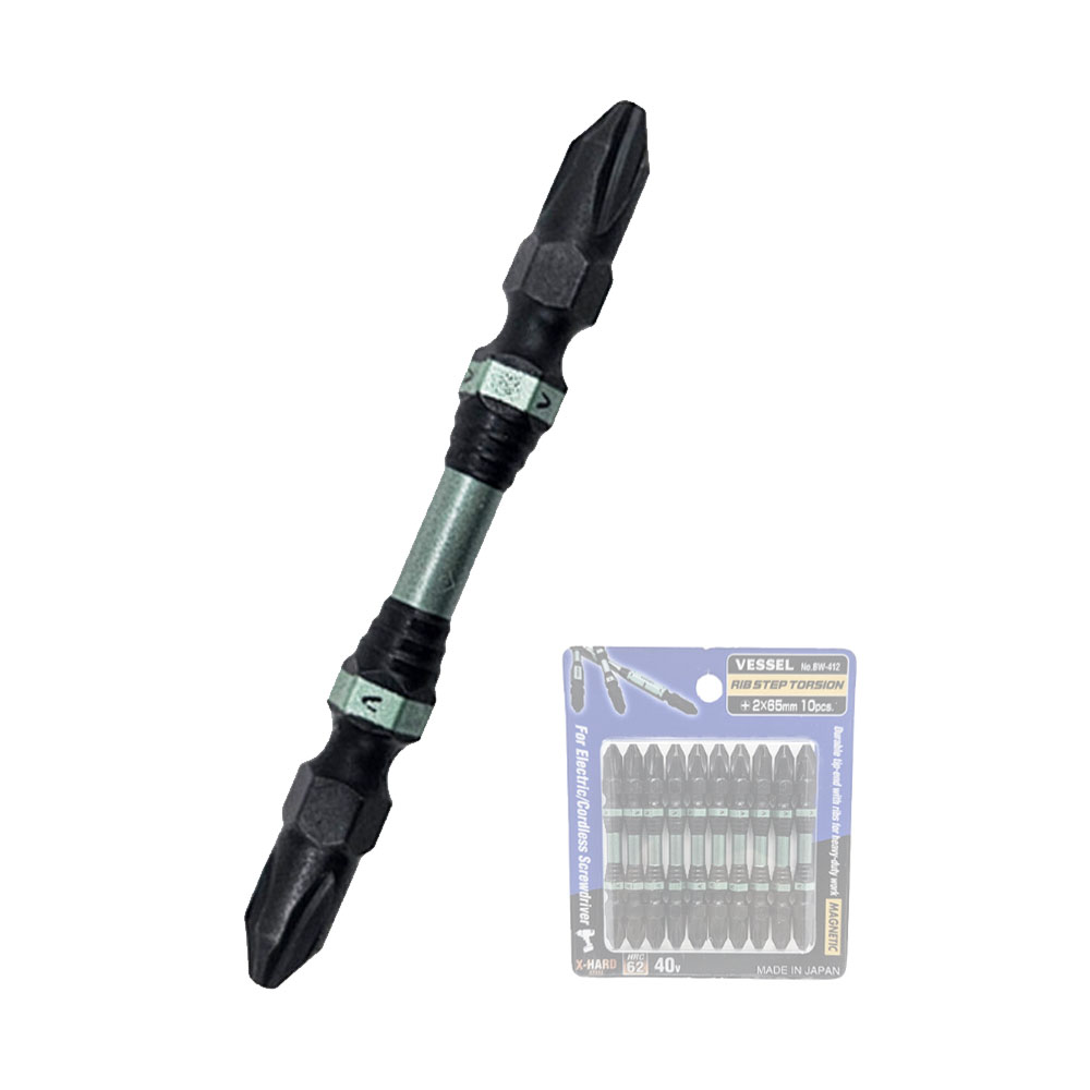 베셀 PH2 65mm 양날 십자 블랙리브스텝 토션비트 BW-412 개당판매