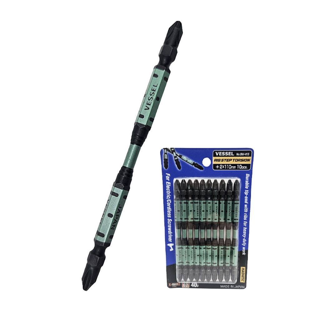 베셀 PH2 110mm 양날 십자 블랙리브스텝 토션비트 BW-413 개당판매