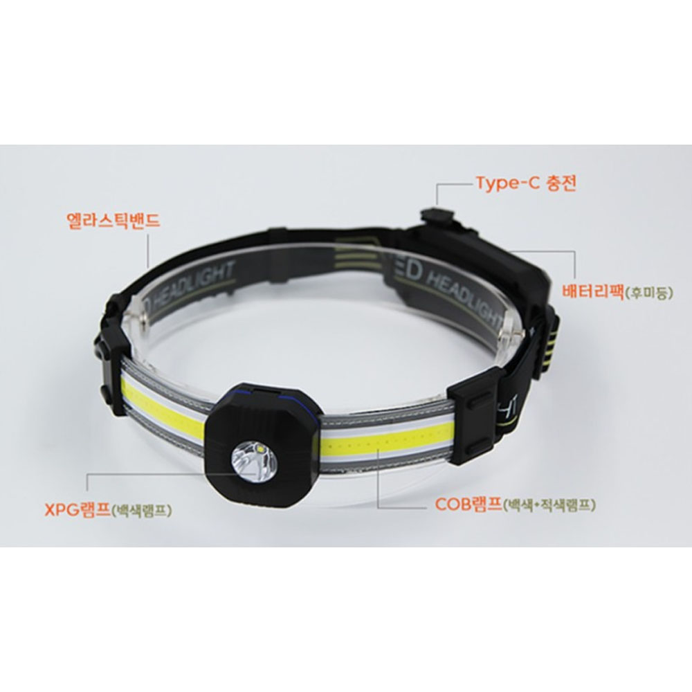 AK라온 C타입충전 XPG+COB LED 헤드랜턴 RAK-HL-XC01