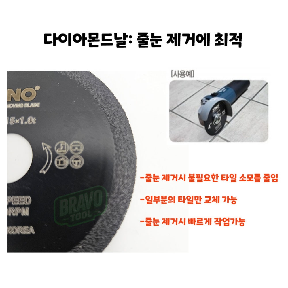 지노 125mm 1.5T 주철 석재 유리 타일 줄눈 제거날 ZJ5-1.5T