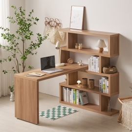 엘바 코너 책상 1400 4단 책장 기억자  ㄱ자 컴퓨터책상 L자형 모서리 데스크