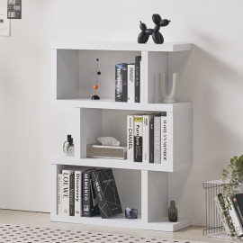 엘바 지그재그 디자인 3단 책장  거실 작은 미니 낮은 ㄹ자 책장 수납함