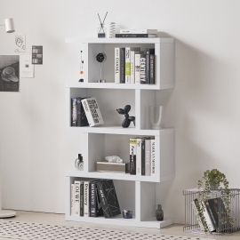 엘바 지그재그 디자인 4단 책장  거실 작은 미니 낮은 ㄹ자 책장 수납함