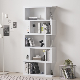 엘바 지그재그 디자인 5단 책장  거실 서재 높은 ㄹ자 책장 수납함