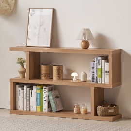 엘바 지그재그 디자인 2단 책장  거실 서재 낮은 ㄹ자 책장 수납함