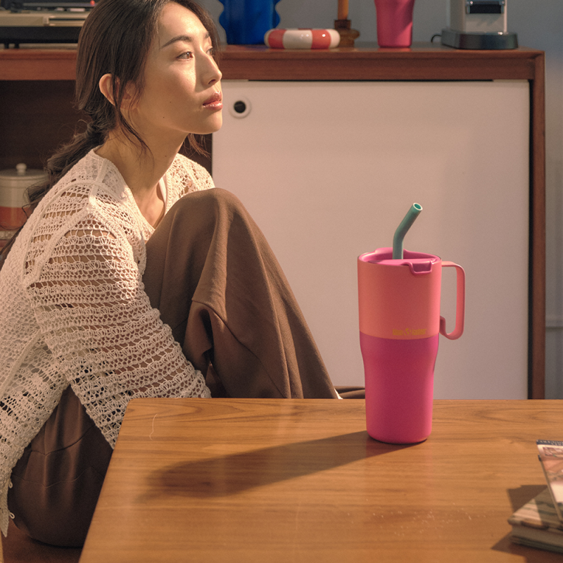 라이즈 보온보냉 핸들 텀블러 769ml 핑크레모네이드