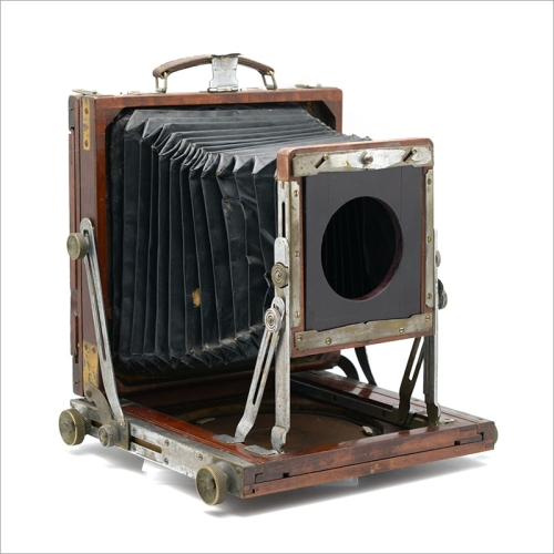 Antique Japanese Wood 4 3/4 x 6 1/2 Field Camera Okada Case Osaka [1234]