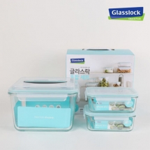 글라스락 핸디 혼합 3조(핸디 4호 3700ml x 1, 직사각 2-1호715ml x 2)[115-230131]