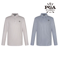 PGA 남성 커스프카라 스트라이프 긴팔티셔츠 PGMTS51302