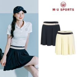 MU 스포츠 여성 오비 배색 플리츠 스커트 MU22322SC04