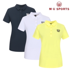 MU 스포츠 여성 제원단 카라 골든독 티셔츠 MU22322TS42