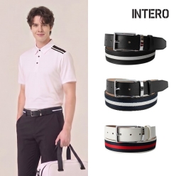 인테로 남성 배색 라인 합성피혁 골프벨트 ITD