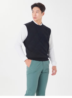 볼빅 남성 사선 자카드 니트 베스트 VMKVN901