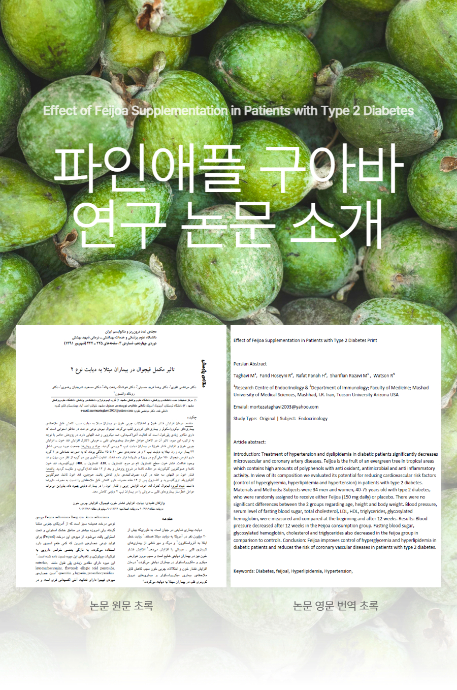 파인애플구아바 특허원료 페이올릭스 논문소개