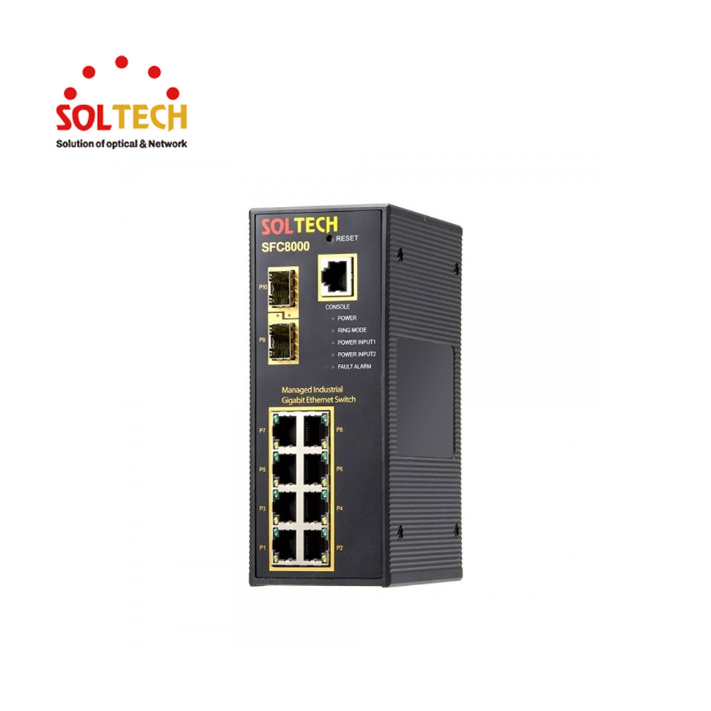 솔텍 L2 1G TP 8포트 + 2.5G SFP 2슬롯 산업용 스위치허브 SFC8000