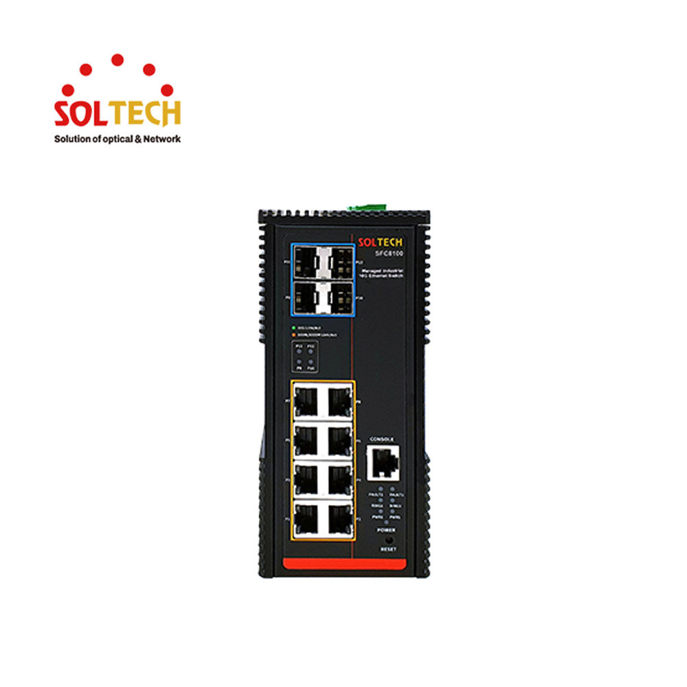 솔텍 L2 1G 8포트 + 10G SFP 4슬롯 산업용 스위치허브 SFC8100