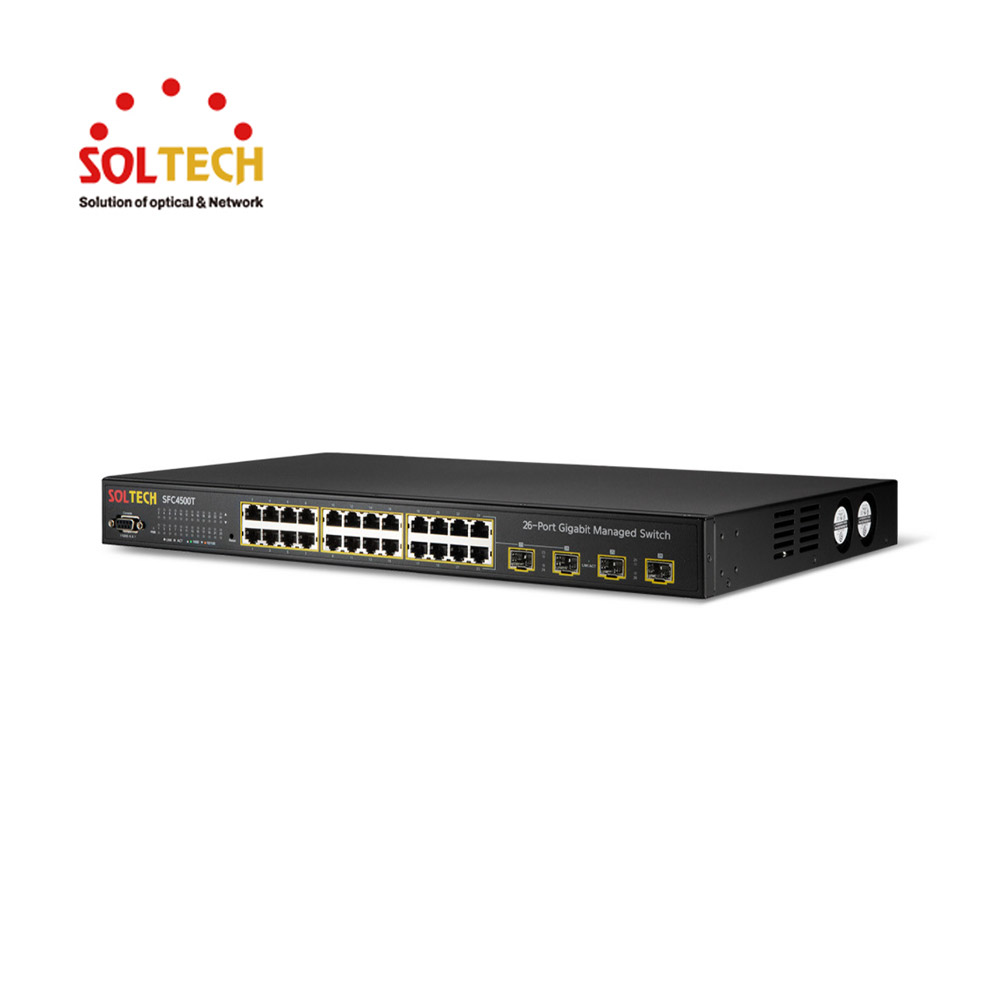 솔텍 L2 1G 24포트 + 1G SFP 4슬롯 S-RING 광 스위치 허브 SFC4500T