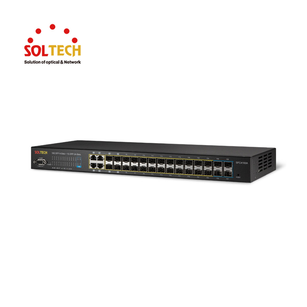 솔텍 L2 1G 4포트 + 1G SFP 24슬롯 + 10G SFP 4슬롯 광 스위치 허브 SFC4100A