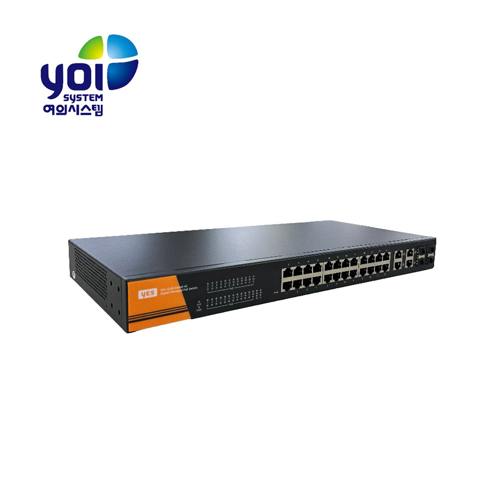 여의시스템 1G POE 24포트 + 1G TP/SFP 콤보 4슬롯 370W POE 스위치 YES-4228-24PoE-4C