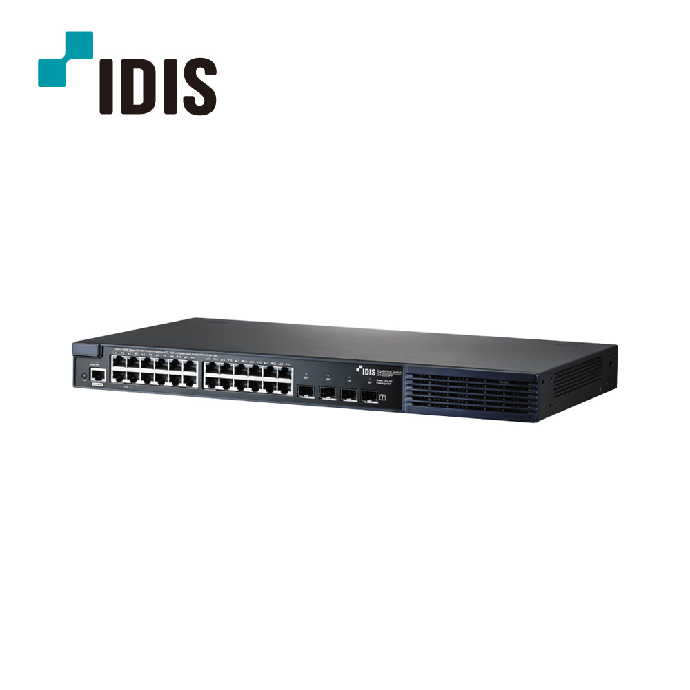 아이디스 CCTV 부자재 24포트 POE + SFP 4포트 370W 기가 스위치 허브 DH-2328PF-A