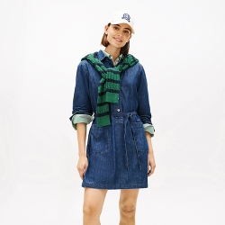 타미힐피거 우먼 벨트 데님 미디 셔츠 드레스 XW06357-900